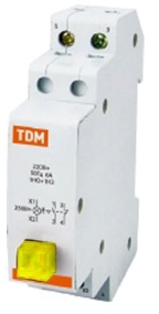 TDM ELECTRIC SQ0214-0018 Выключатель кнопочный c фиксацией и индикацией ВК-47M 1НО;1НЗ желтый TDM